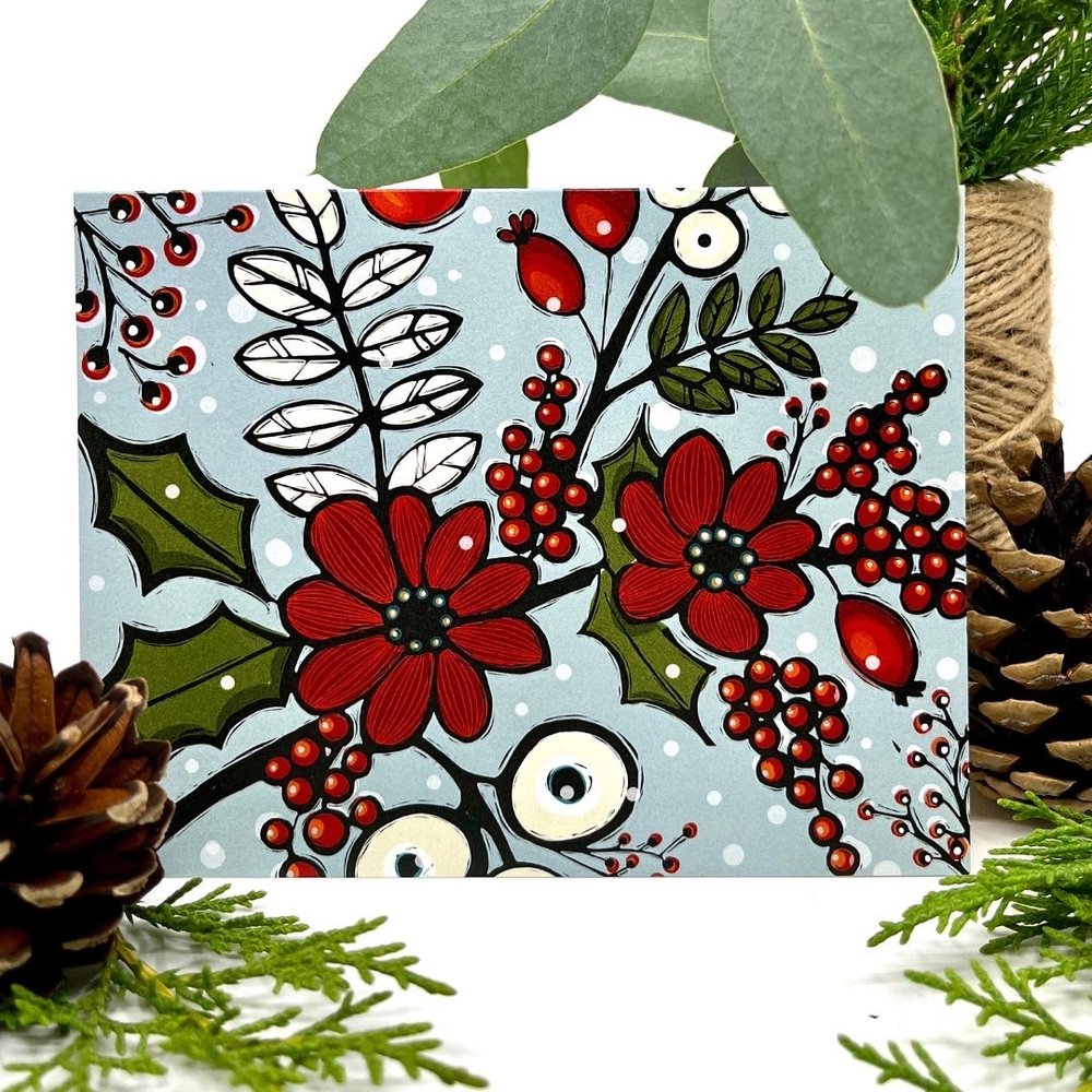 jazzy  holiday floral christmas card