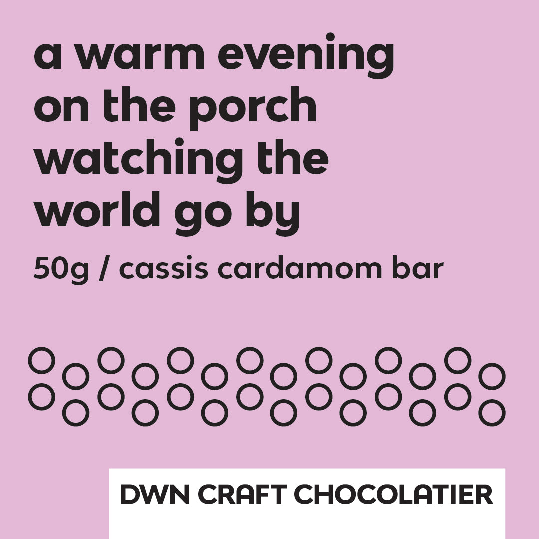 cassis cardamom bar flavour experience label