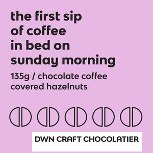 chocolate coffee covered hazelnut flavour experience label
