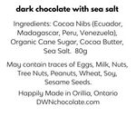 Load image into Gallery viewer, dark chocolate bar with sea salt ingredient list
