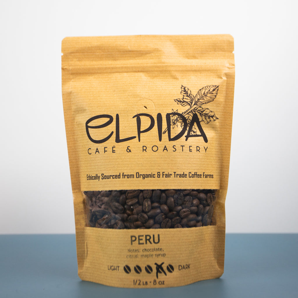 elpida coffee beans from peru package