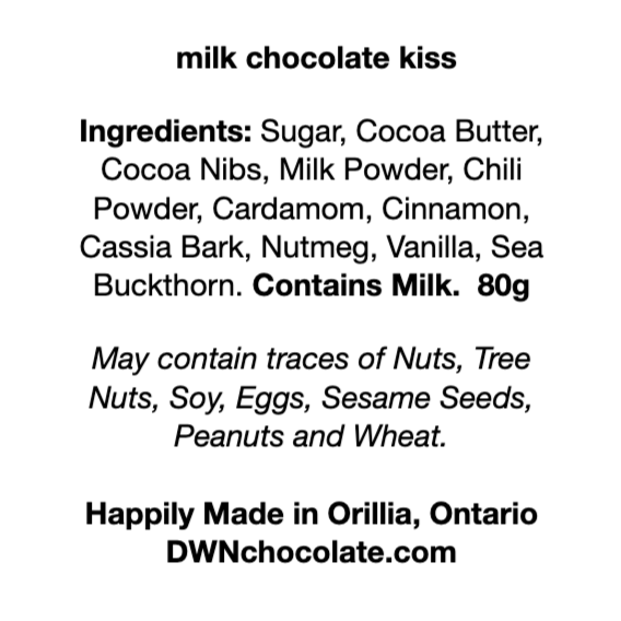 milk chocolate kiss ingredient list