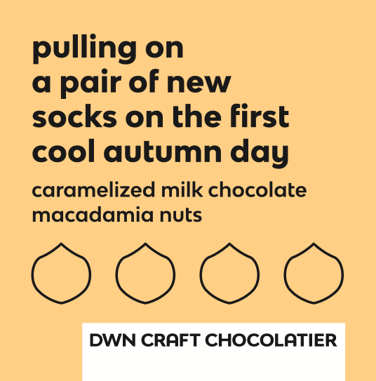 milk chocolate macadamia nuts flavour experience label