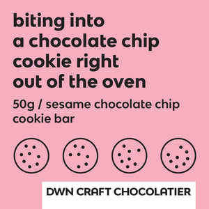 sesame chocolate chip cookie bar flavour experience label