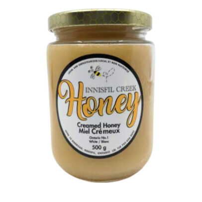 a 500g jar of creamed honey from Innisfil Creek Honey