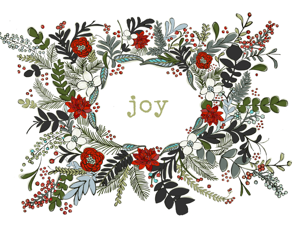 joy floral christmas card