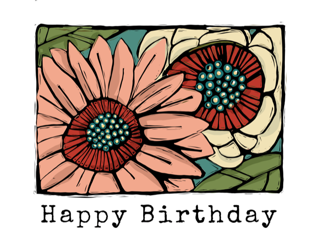 peach and cream floral birthday card