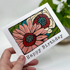 peach and cream floral birthday card