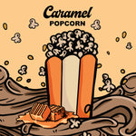 Load image into Gallery viewer, Illustration of caramel popcorn with a vintage style on a beige background.
