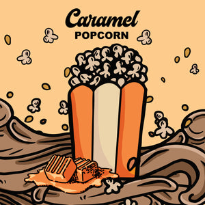 Illustration of caramel popcorn with a vintage style on a beige background.
