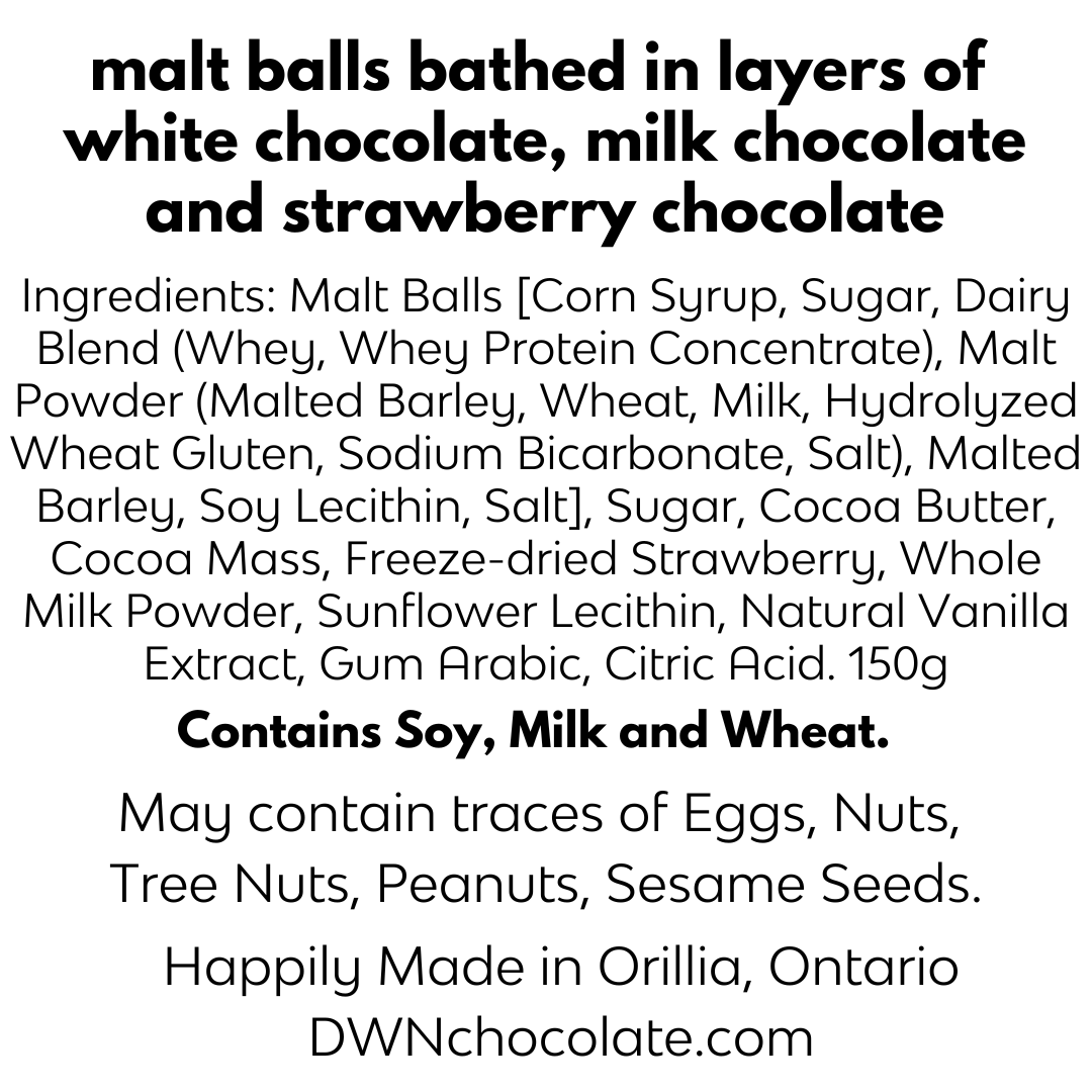 Neapolitan malt balls ingredient label