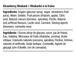 Load image into Gallery viewer, Ingredients list for Strawberry Rhubarb product on a white background

