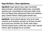 Load image into Gallery viewer, Ingredients list for vegan red roses with a white background
