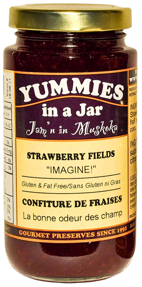Yummies in a Jar strawberry fields jam