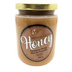 a 500g jar of creamed cinnamon honey from Innisfil Creek Honey