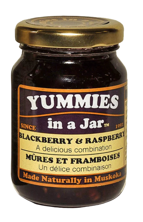 a 125ml jar of blackberry and raspberry jam