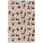 Load image into Gallery viewer, cream tea towel featuring cats in various poses surrounded by florals
