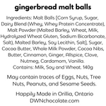 Load image into Gallery viewer, Ingredients list for gingerbread malt balls on a white background
