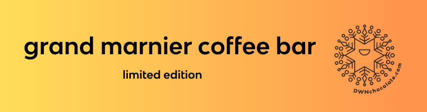 yellow and orange ombre with black text that reads, "grand marnier coffee bar, limited edition"