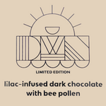 Load image into Gallery viewer, lilac-infused chocolate bar flavour label
