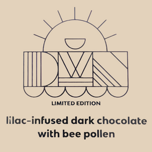 lilac-infused chocolate bar flavour label