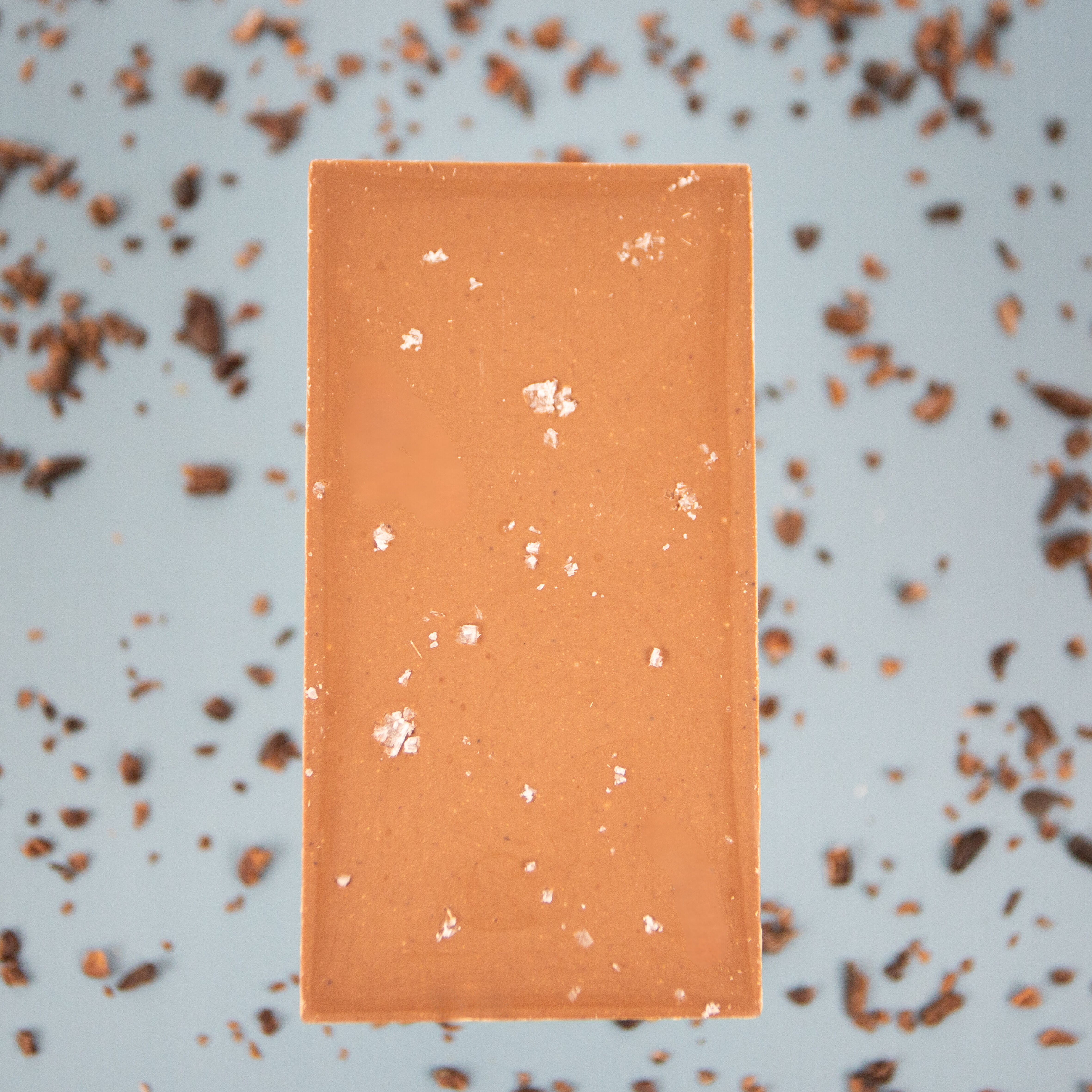 back of milk chocolate bar with sea salt 