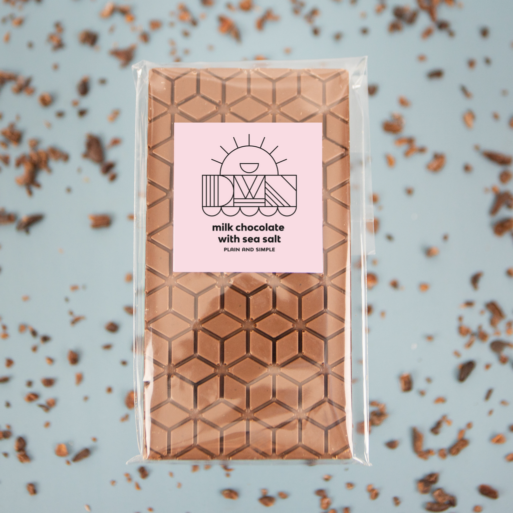 milk chocolate bar with sea salt in its package