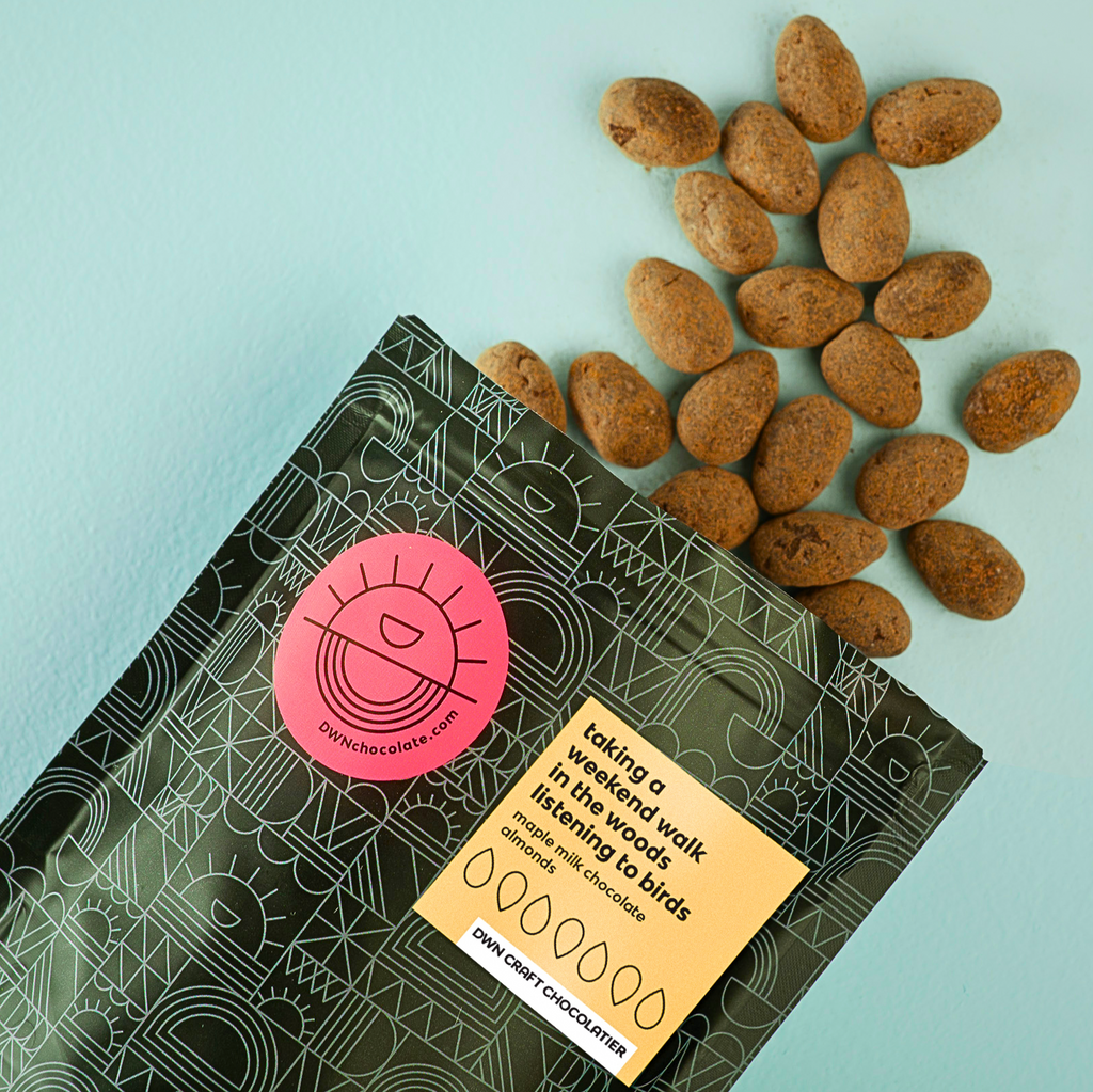 milk chocolate maple almonds in its package