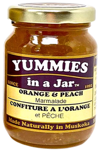 a jar of orange and peach jam