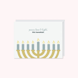 peace, love & light Hanukkah greeting card