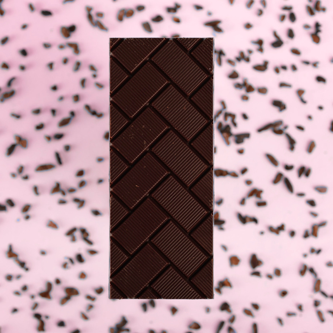 rum-infused dark chocolate bar with smoked salt