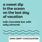 Load image into Gallery viewer, salty almond milk chocolate bar label
