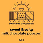 Load image into Gallery viewer, Product label for sweet &amp; salty milk chocolate popcorn
