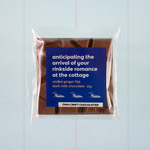 Load image into Gallery viewer, dark milk chocolate bar with a blue label on a hockey rink background
