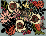 Load image into Gallery viewer, illustration of a variety of florals in a retro style that fills the front of the card
